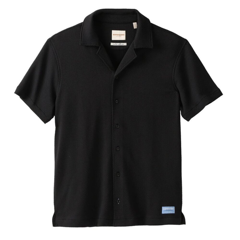 Scotch & Soda Mens Knit Short Sleeve Button Up Shirt